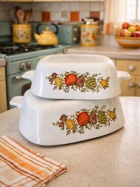 Vintage CorningWare Spice of Life P-41-B Petite Casserole Dish Set 1¾ Cup